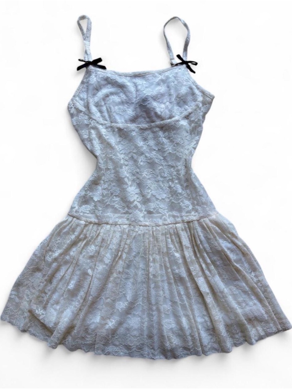VTG Forever 21 Cream Lace Mini Dress with Bows